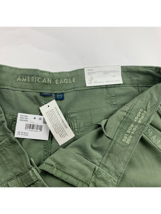 SHORT American Eagle Olive Dreamy Drape Stretch Wide Leg Cargo Pant 18S New - Picture 3 of 7